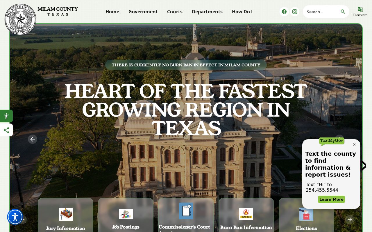 Milam County criminal history official county directory